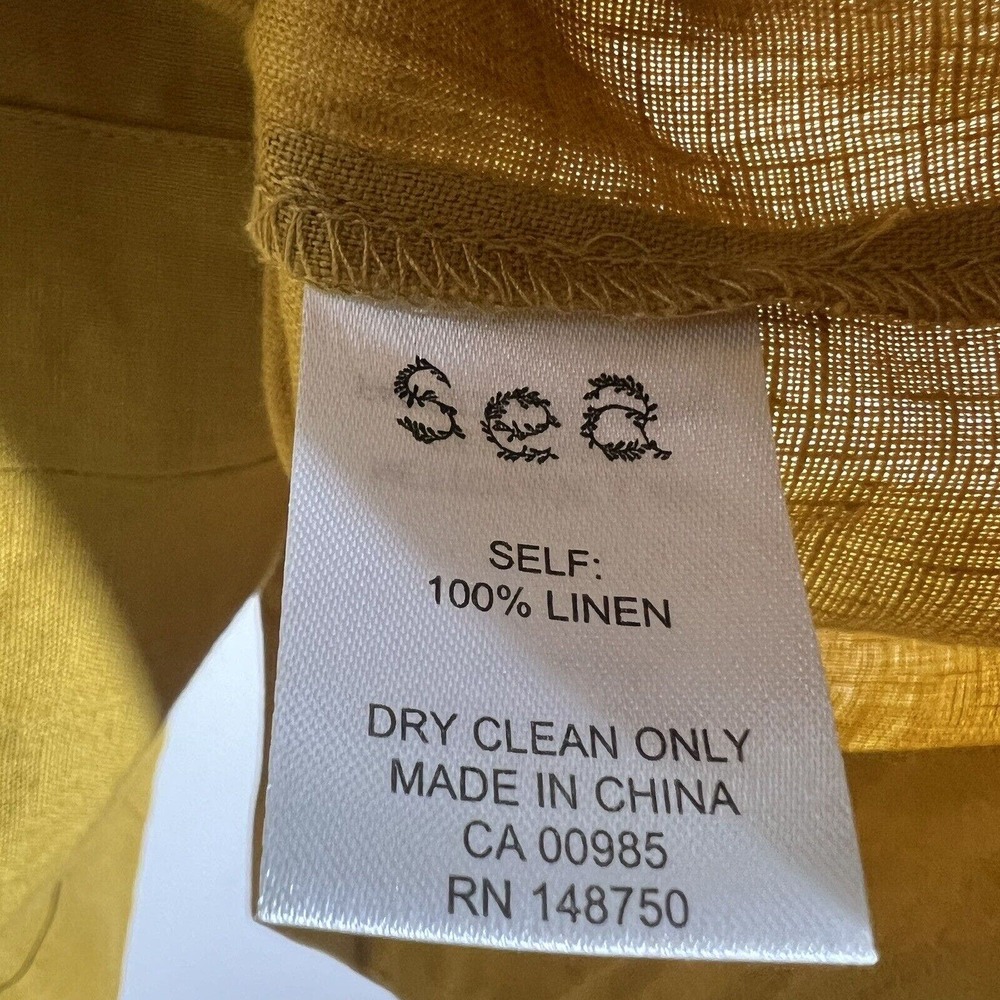 Sea New York Sz 2 Minka Puff Sleeve Linen Top in Saffron Yellow - Picture 3 of 9